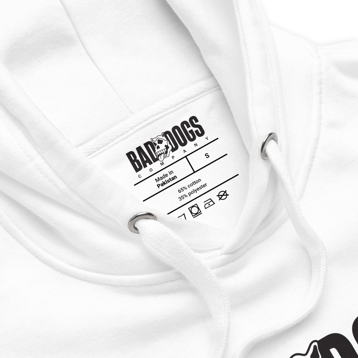 Bad Dogs Basic Hoodie (White- Dark logo)