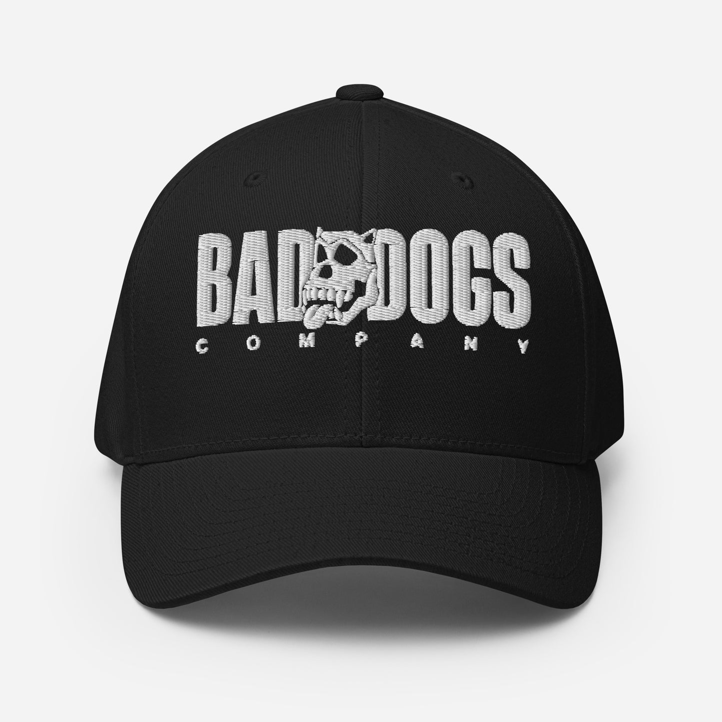 Bad Dogs FlexFit Baseball Cap (Black - White logo)