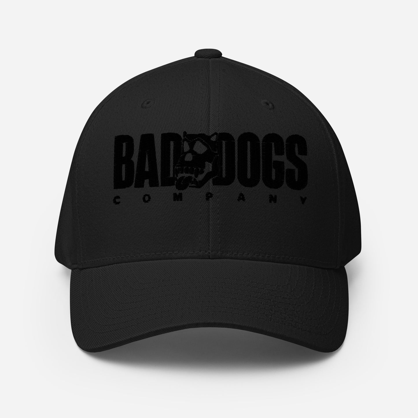 Bad Dogs FlexFit Baseball Cap (Black - Black logo)