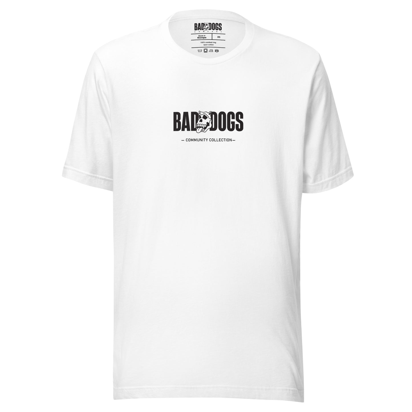 Bad Dogs No-one-cares tshirt (White - Dark logo)